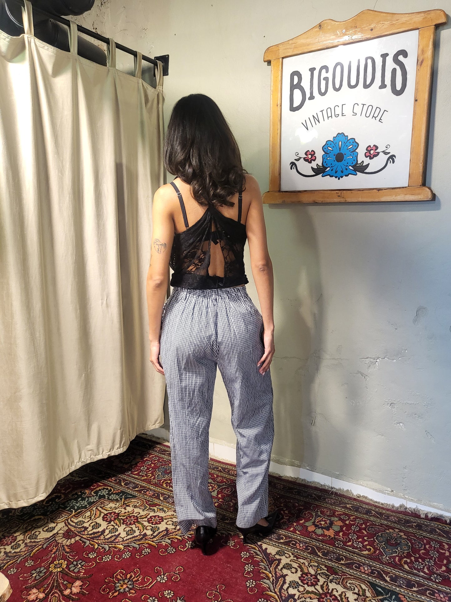 Black Gingham Trousers