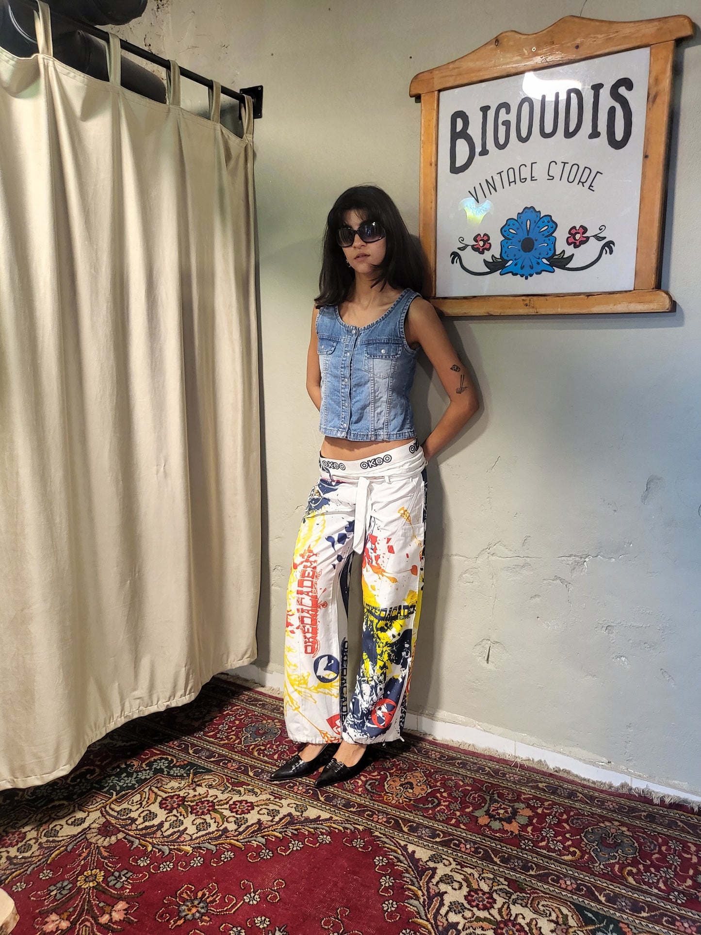 Y2K Abstract Print Wide-Leg Pants