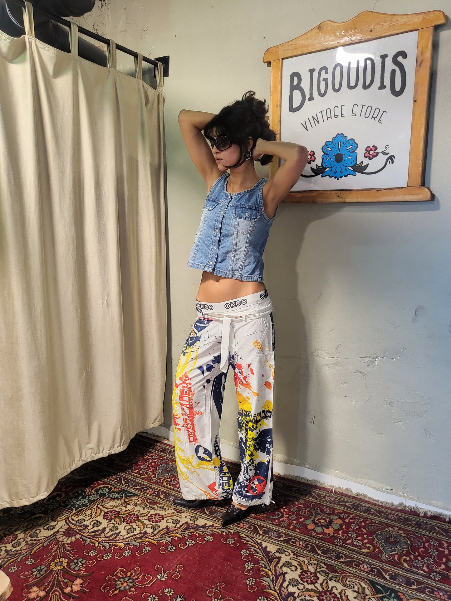 Y2K Abstract Print Wide-Leg Pants