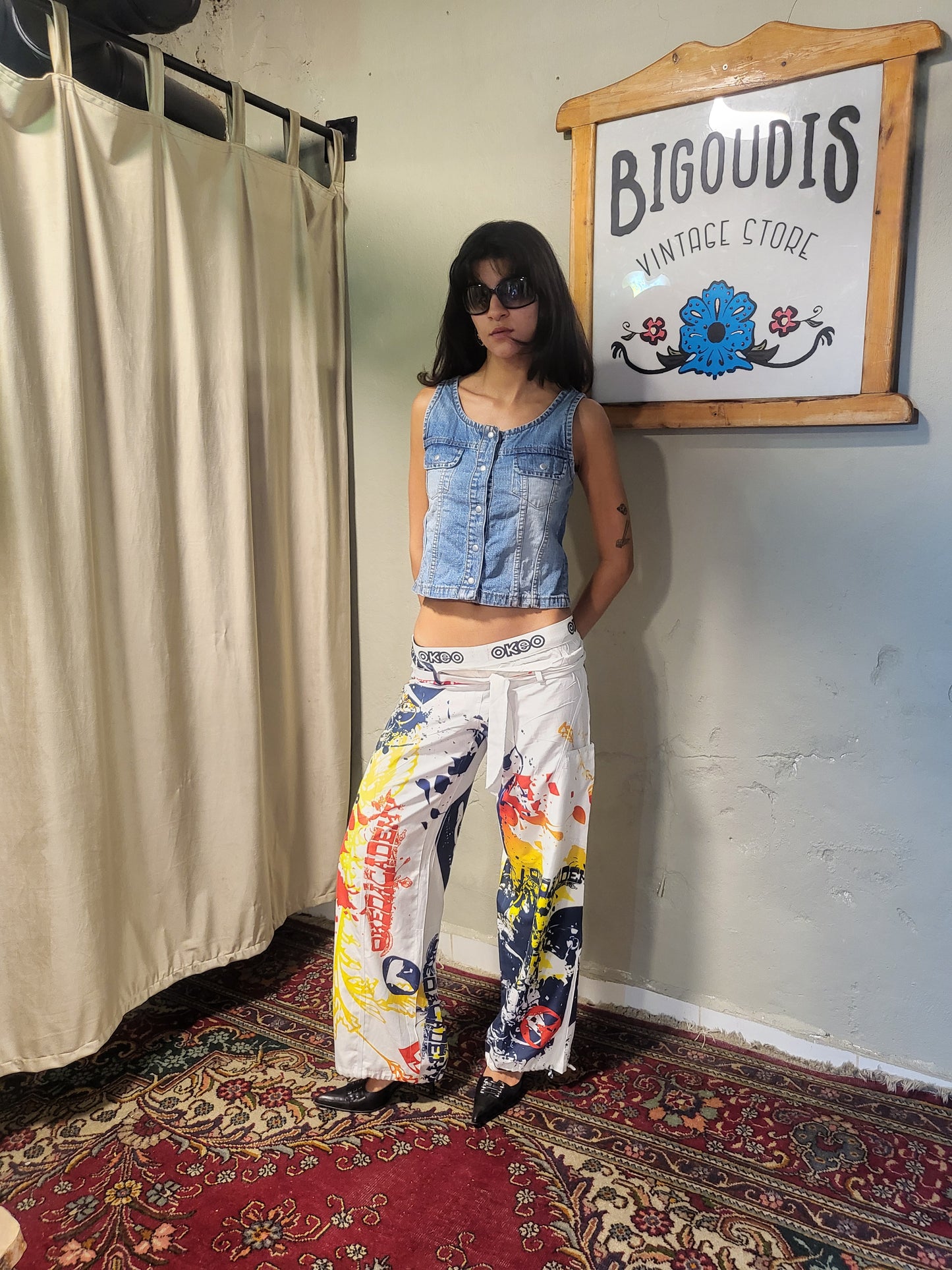 Y2K Abstract Print Wide-Leg Pants