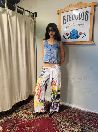 Y2K Abstract Print Wide-Leg Pants