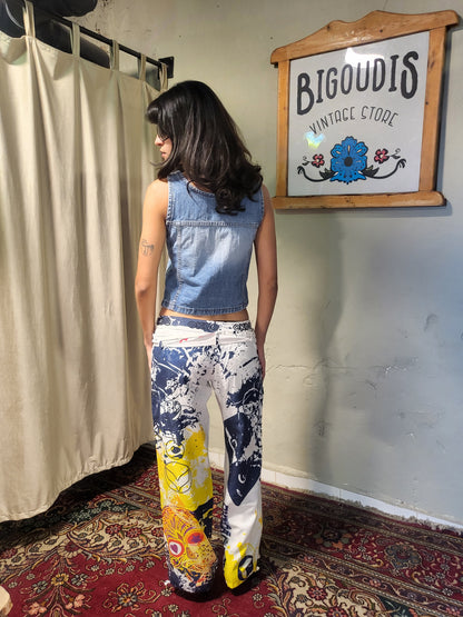 Y2K Abstract Print Wide-Leg Pants