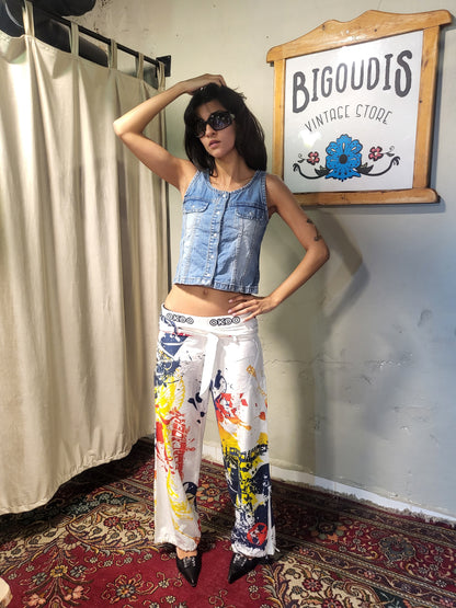 Y2K Abstract Print Wide-Leg Pants