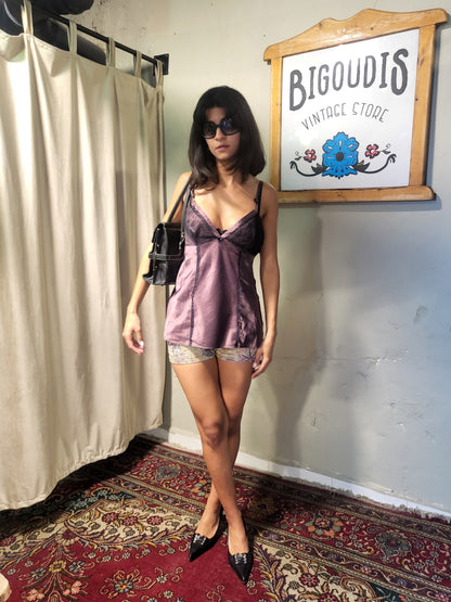 Etam Lilac Satin Lace Cami Top