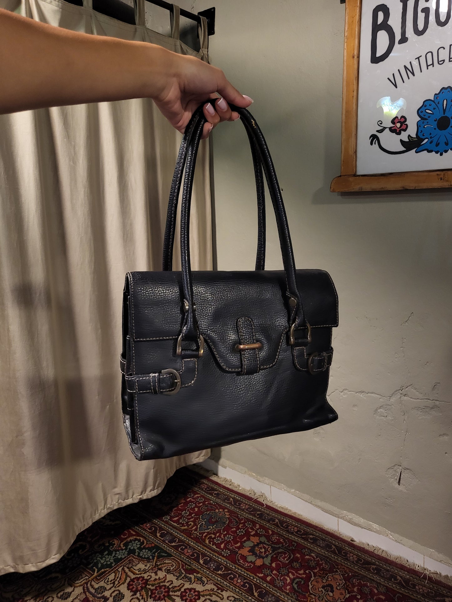 Black Buckle Shoulder Bag