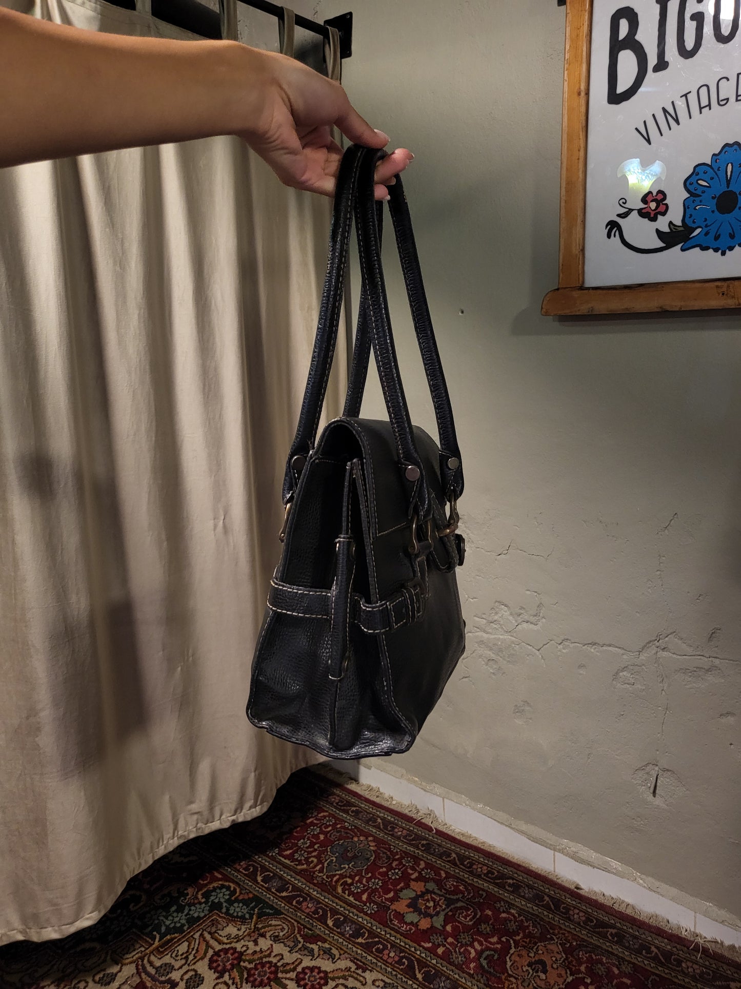 Black Buckle Shoulder Bag