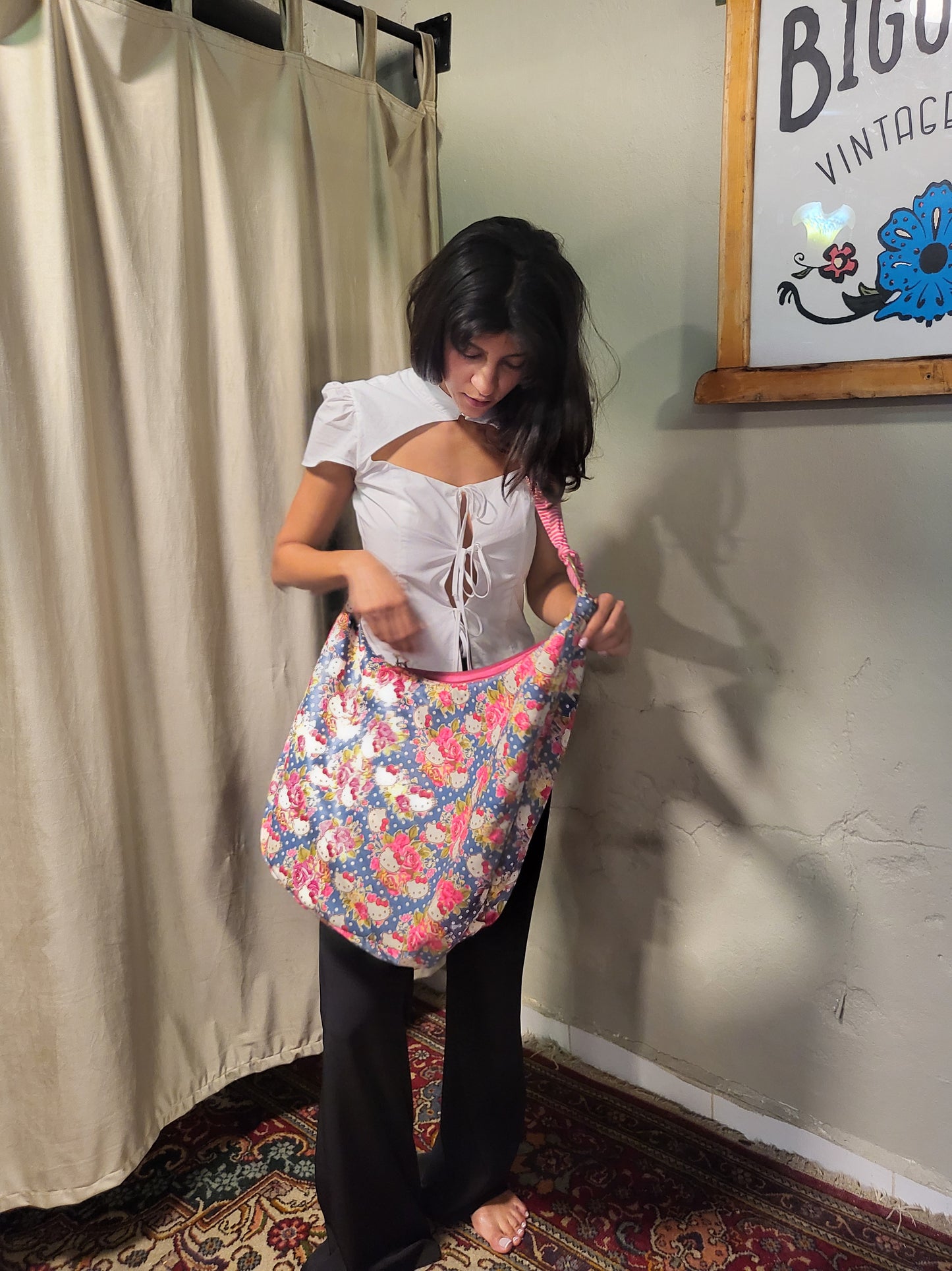 2000s Hello Kitty Floral Hobo Bag