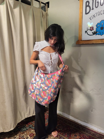 2000s Hello Kitty Floral Hobo Bag