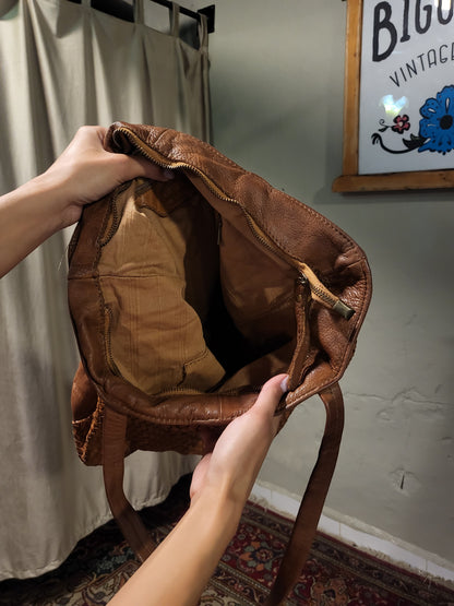 Italian Woven Leather Tote Bag