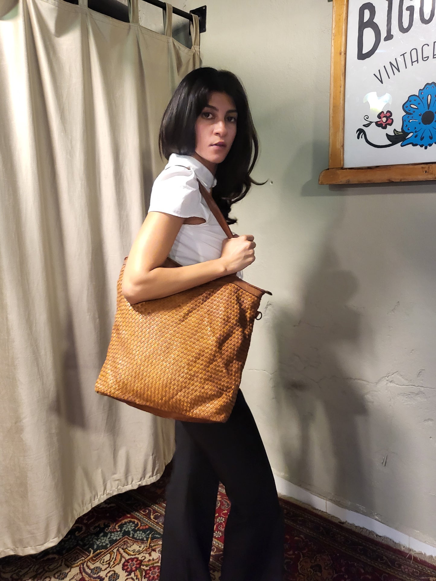 Italian Woven Leather Tote Bag