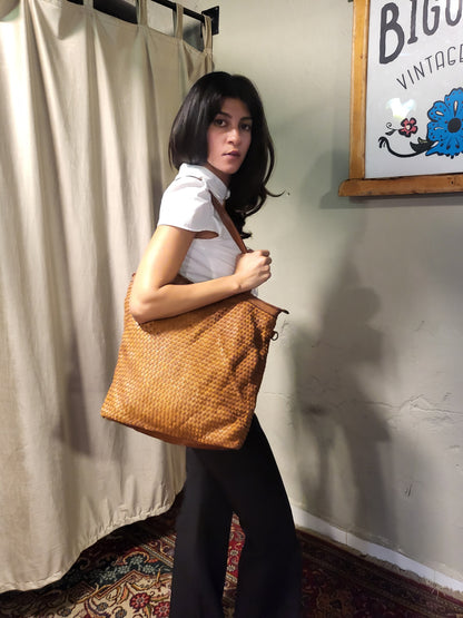 Italian Woven Leather Tote Bag