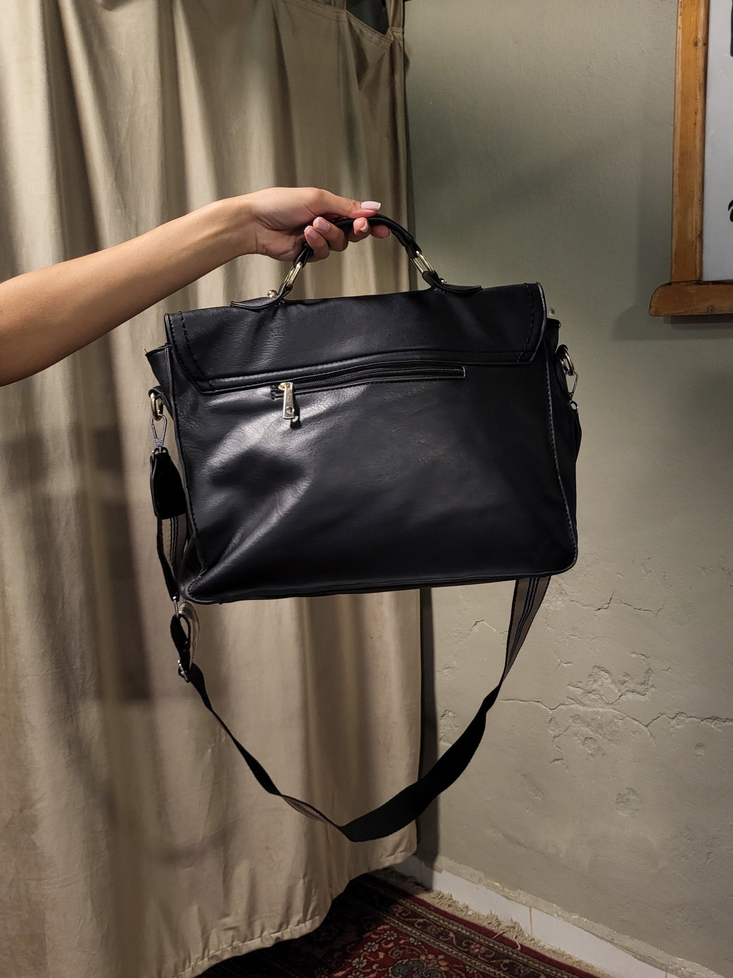 Black Satchel Messenger Bag
