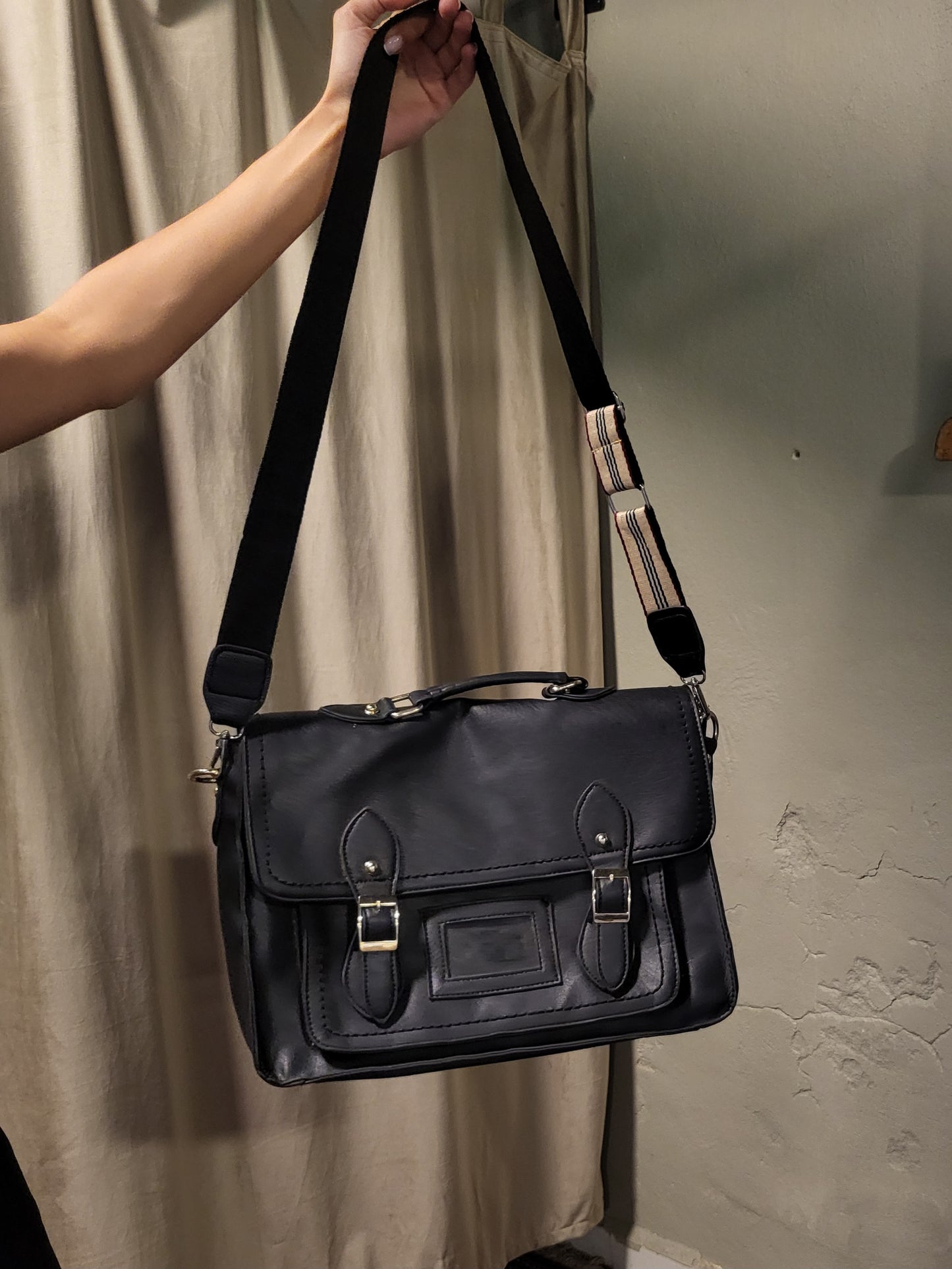 Black Satchel Messenger Bag
