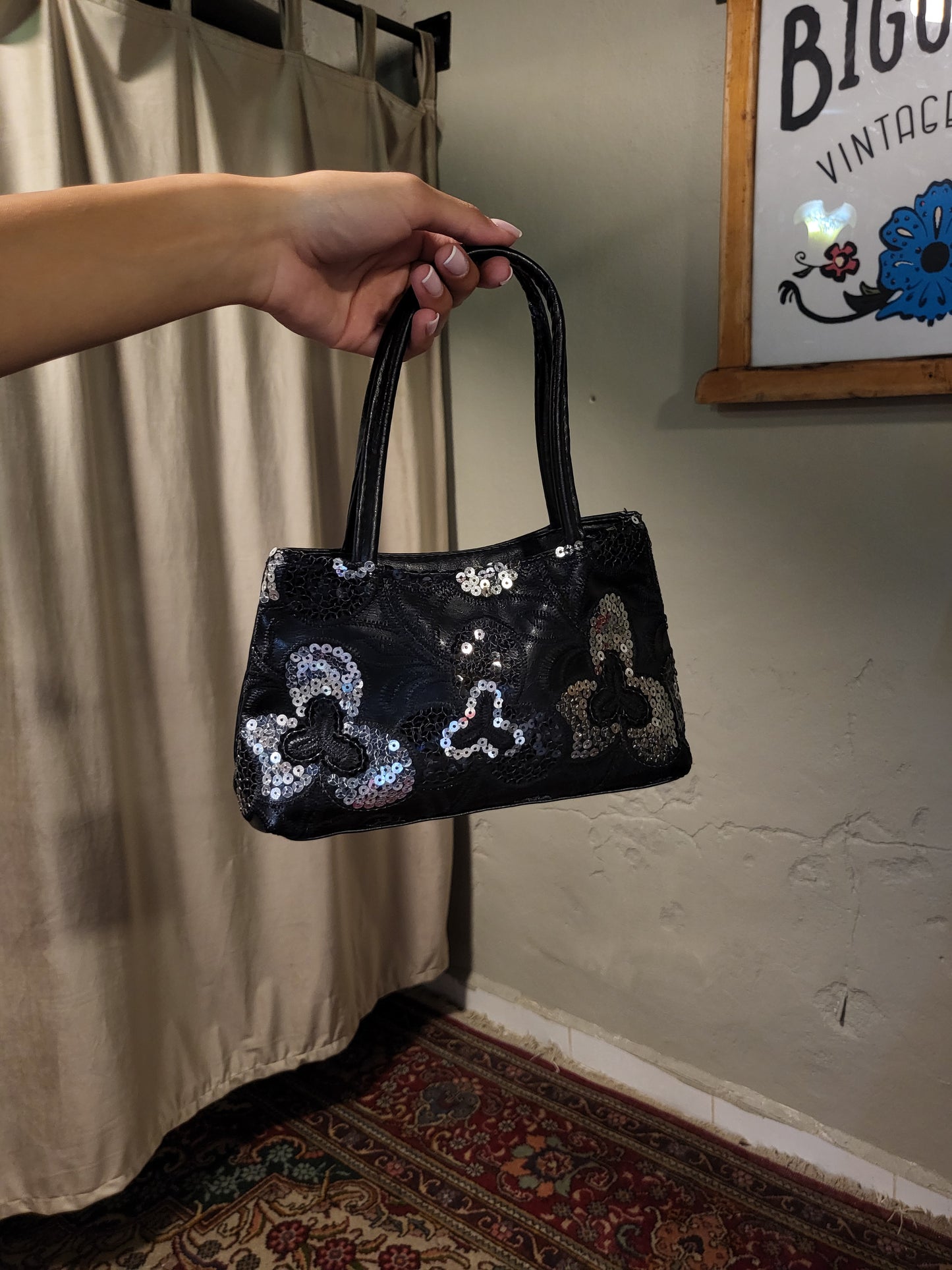 Y2K Black Sequin Hand Bag