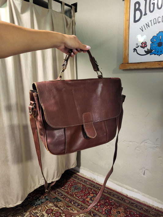 Vintage Cognac Leather Messenger Bag