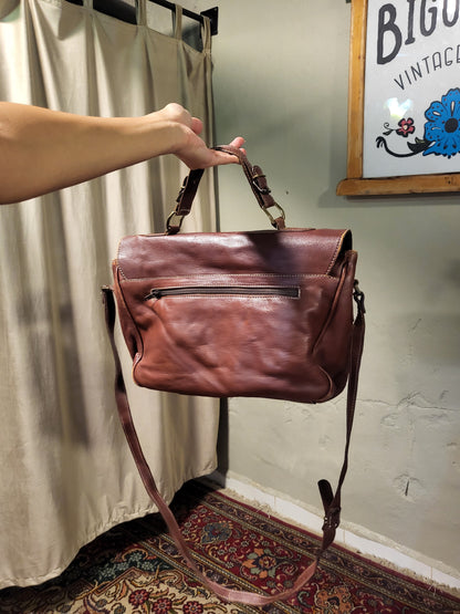 Vintage Cognac Leather Messenger Bag