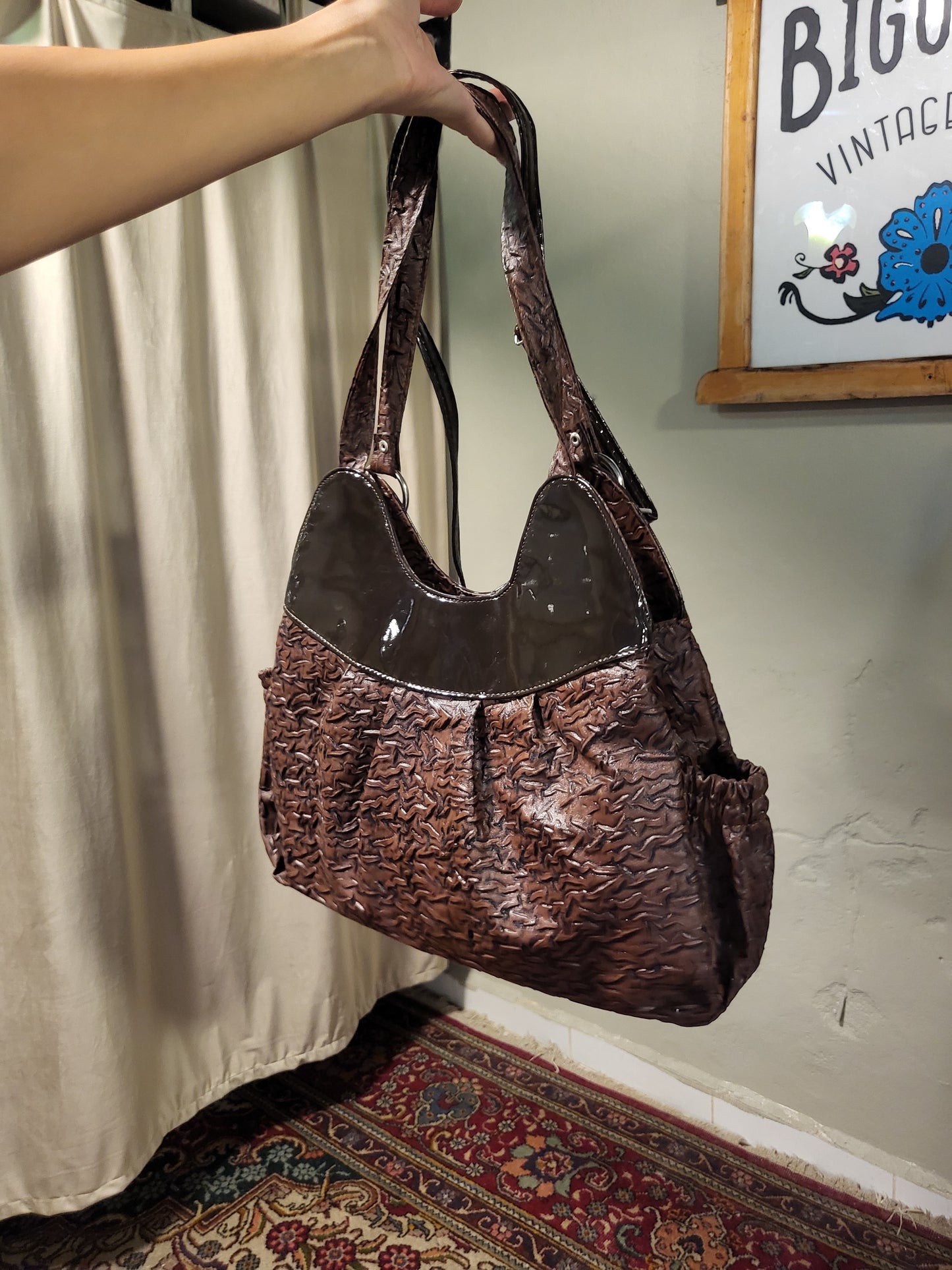 Y2K Chocolate Textured Shoulder Bag