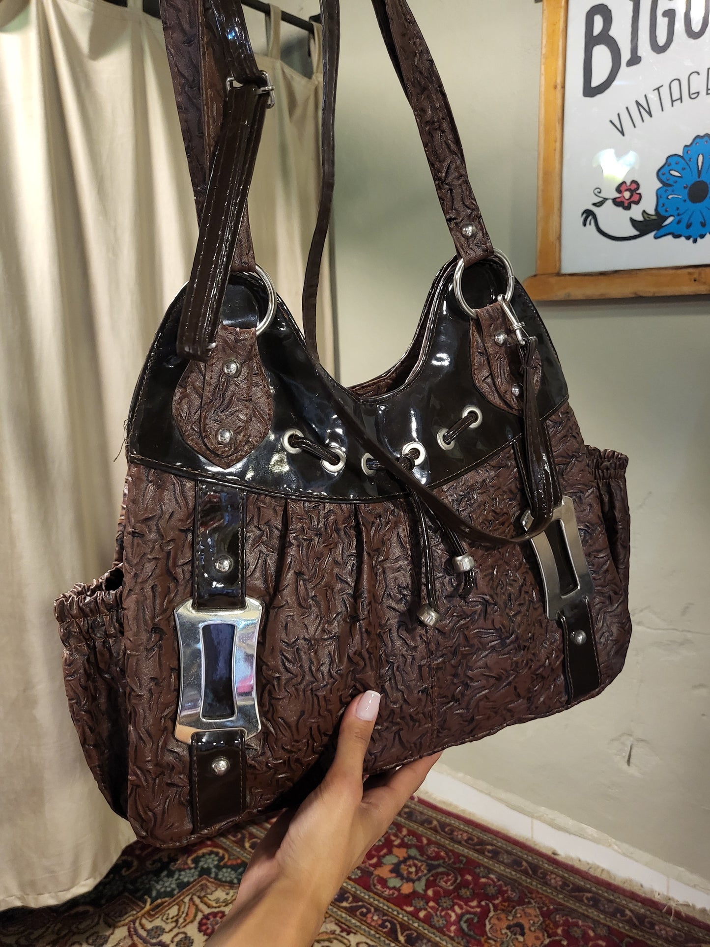 Y2K Chocolate Textured Shoulder Bag