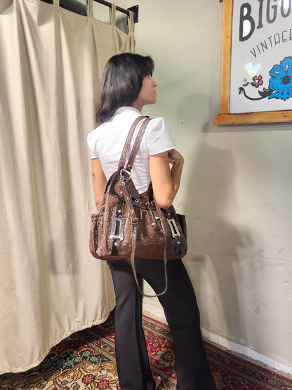 Y2K Chocolate Textured Shoulder Bag
