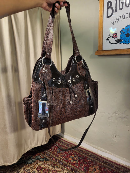 Y2K Chocolate Textured Shoulder Bag