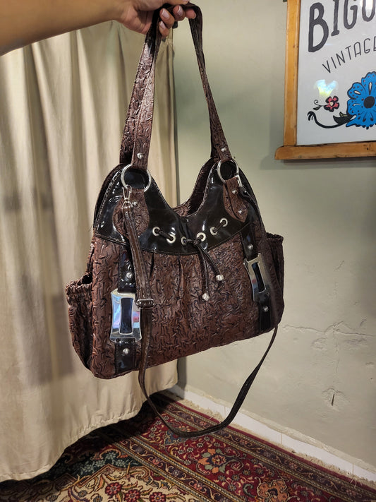 Y2K Chocolate Textured Shoulder Bag