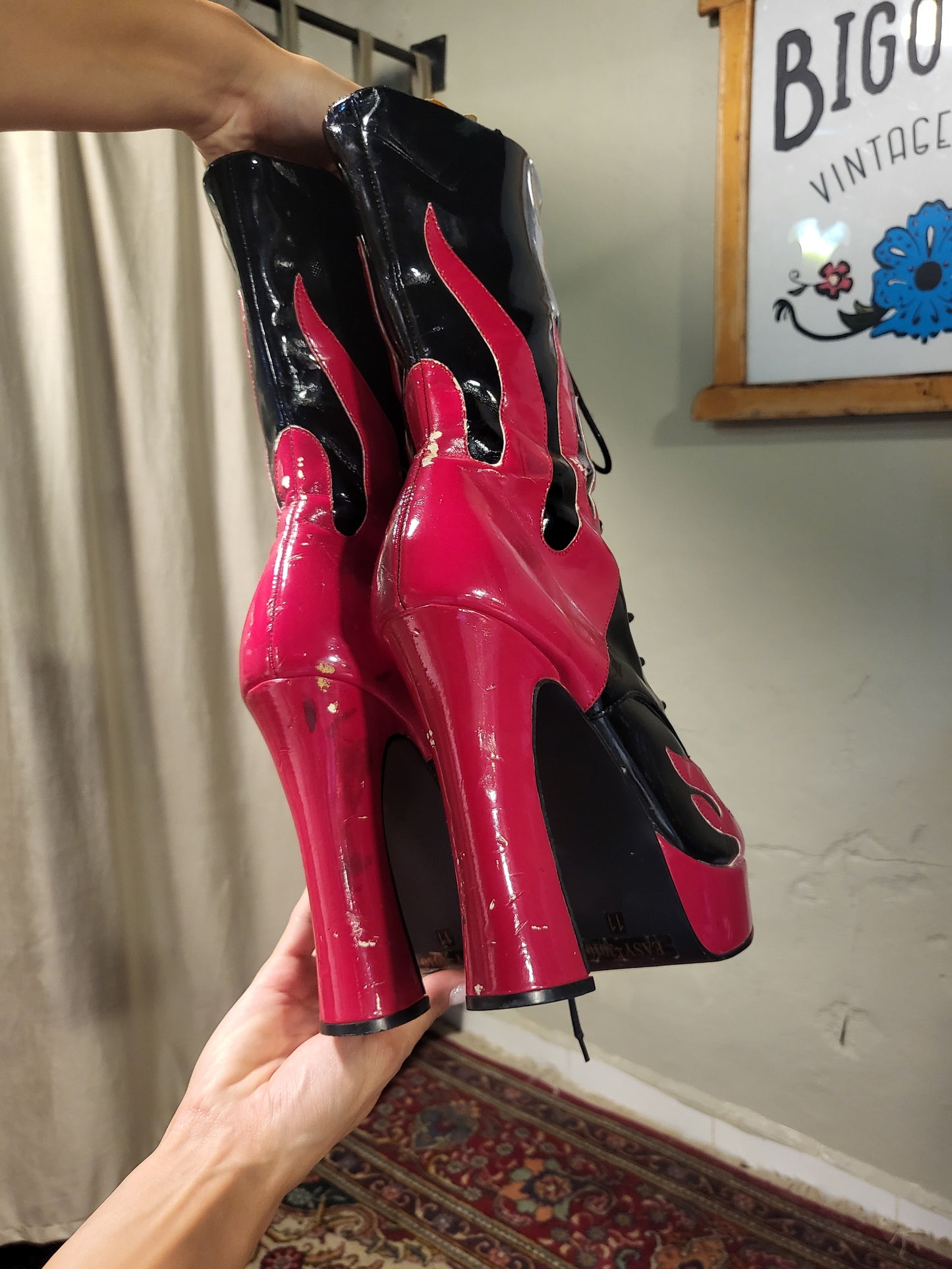 Y2K Flame Platform Lace-Up Boots