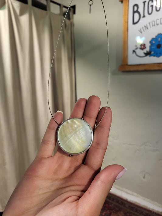 Mother of Pearl Disc Collar Necklace