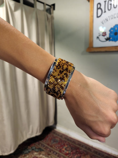 Y2K Beaded Animal Print Cuff Bracelet