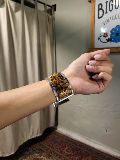 Y2K Beaded Animal Print Cuff Bracelet