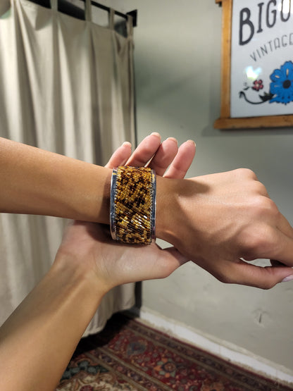 Y2K Beaded Animal Print Cuff Bracelet