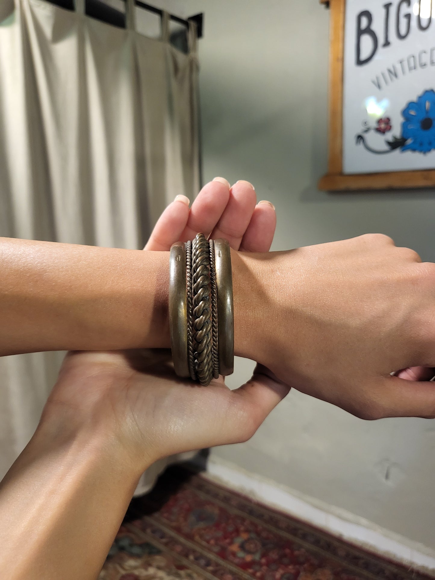 1980s Artisan Chain Cuff Bracelet