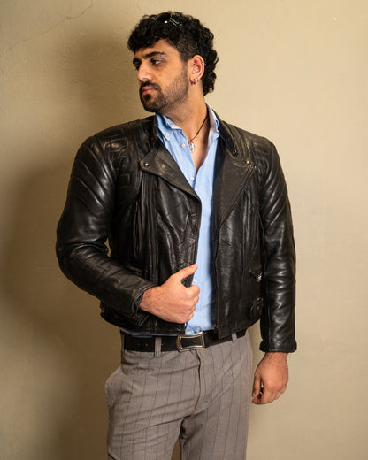 Black Quilted Leather Biker Jacket