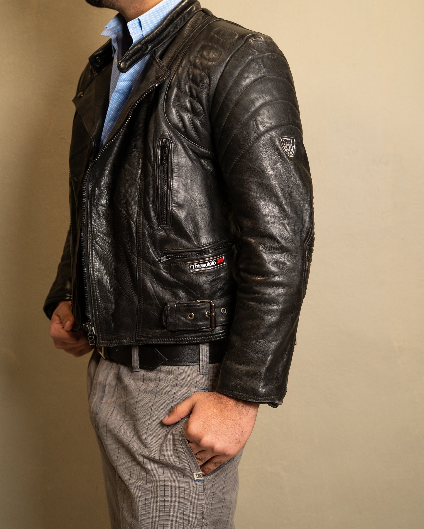 Black Quilted Leather Biker Jacket