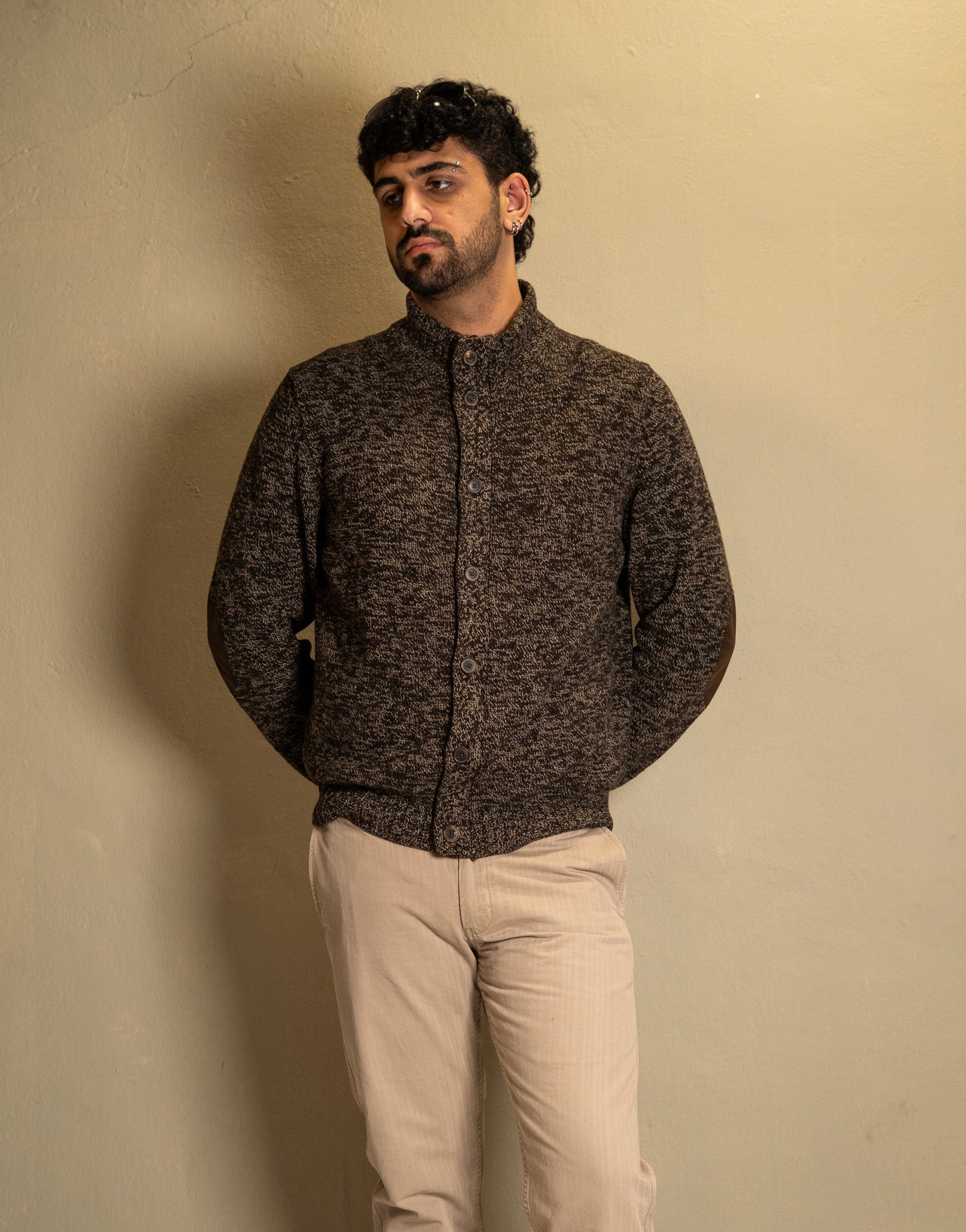 Massimo Dutti Knit Cardigan with Elbow Patches