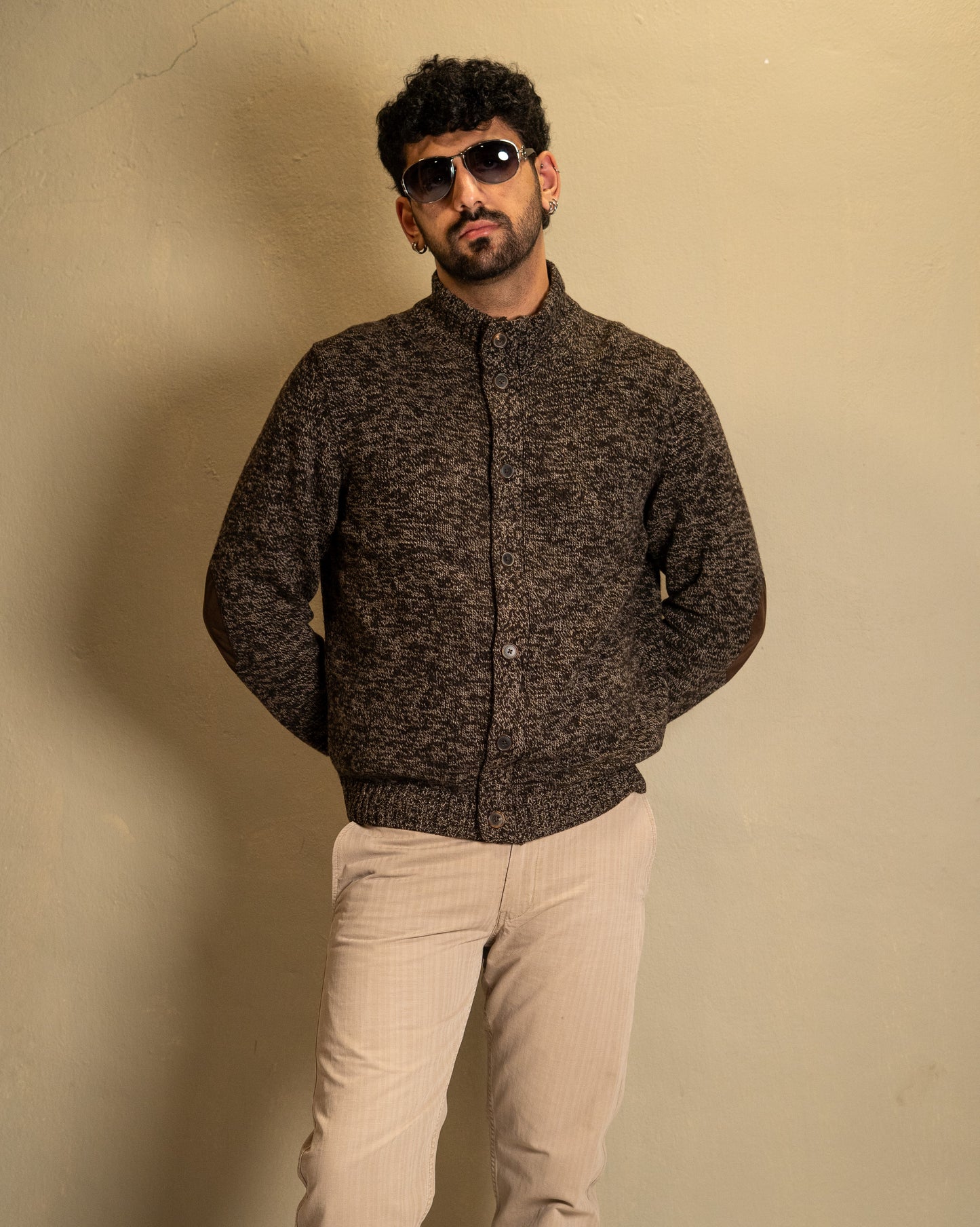 Massimo Dutti Knit Cardigan with Elbow Patches