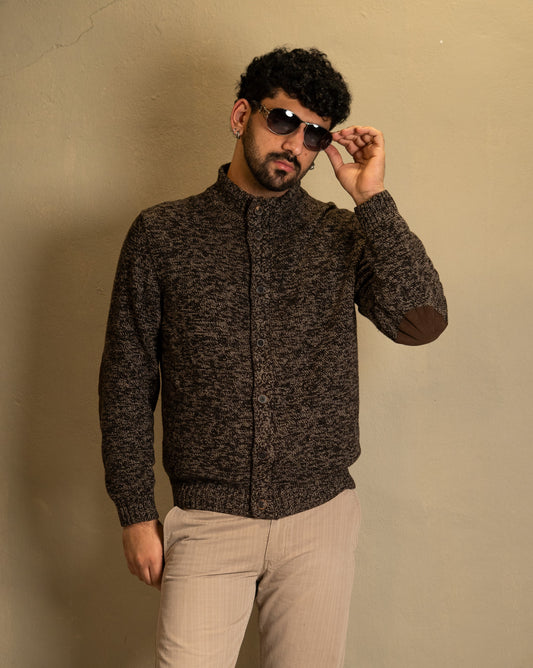 Massimo Dutti Knit Cardigan with Elbow Patches