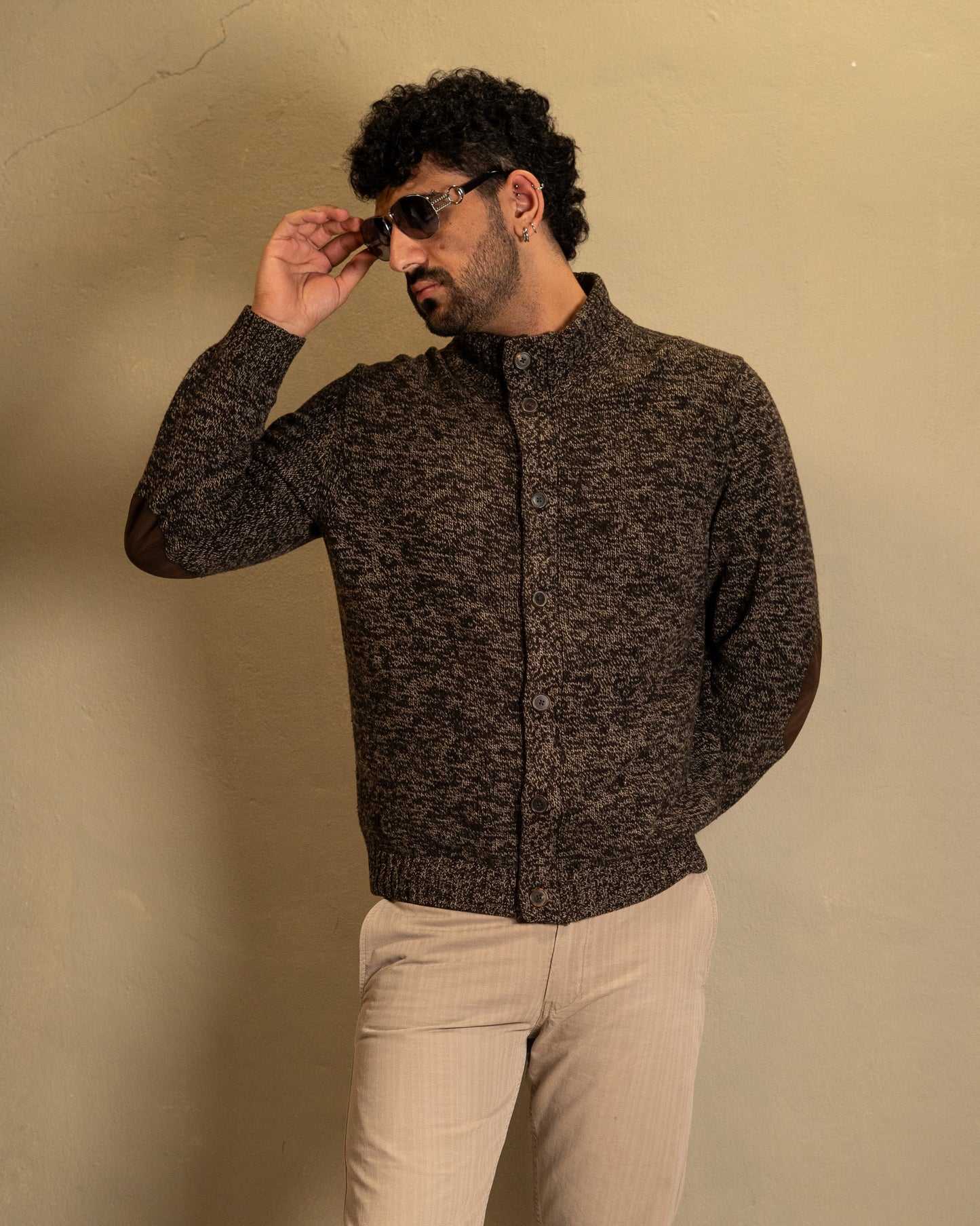 Massimo Dutti Knit Cardigan with Elbow Patches