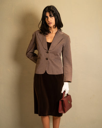 Brown Pinstripe Tailored Blazer