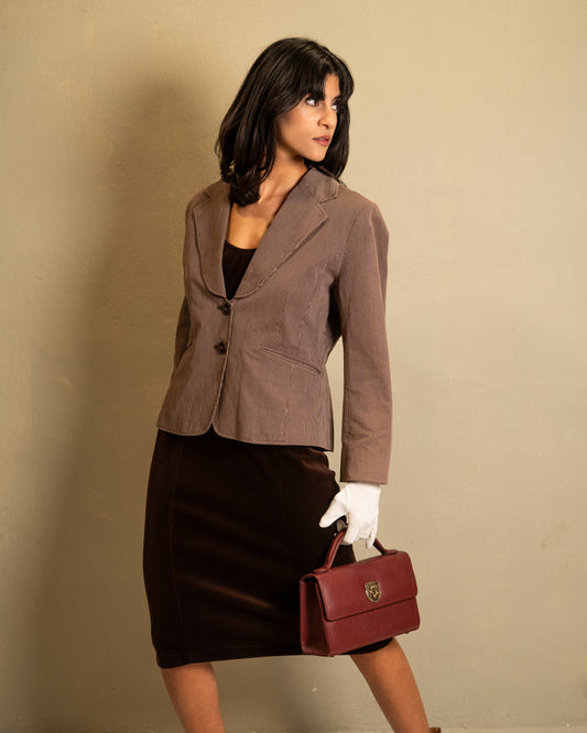 Brown Pinstripe Tailored Blazer