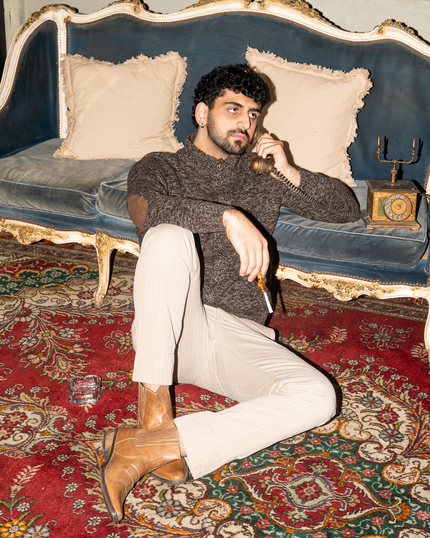 Massimo Dutti Knit Cardigan with Elbow Patches