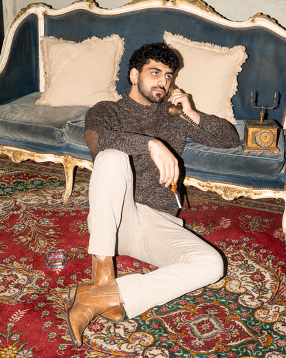 Massimo Dutti Knit Cardigan with Elbow Patches