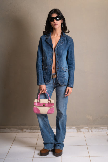 Pink & Natural Jute Mini Handbag