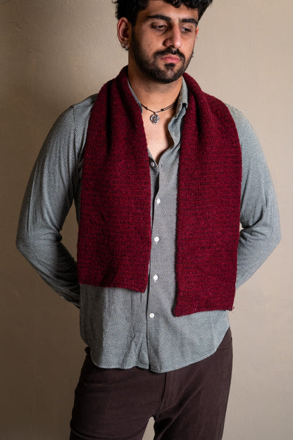 Burgundy Wool Knit Scarf