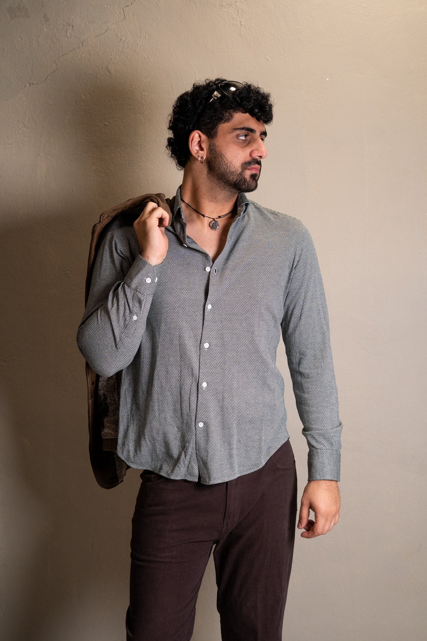 Massimo Dutti Micro-Print Button-Up Shirt