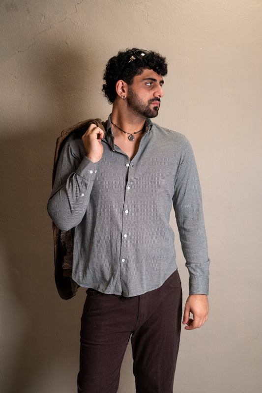 Massimo Dutti Micro-Print Button-Up Shirt