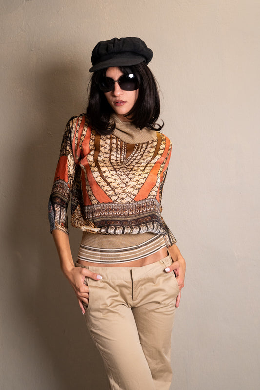 Roberto Cavalli Printed Silk Top