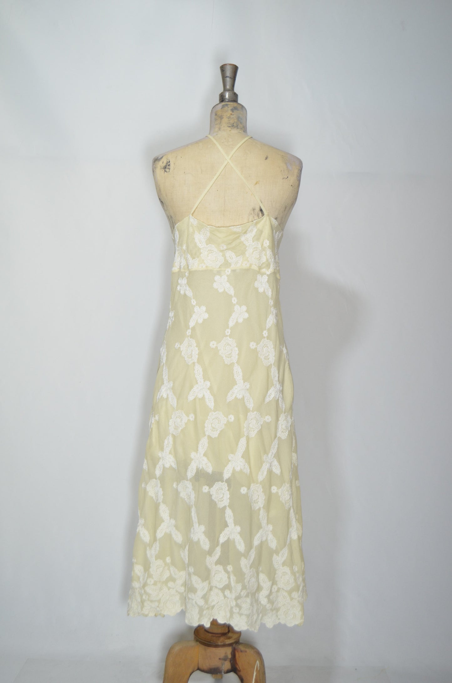 Off White Lace Flared Midi Dress