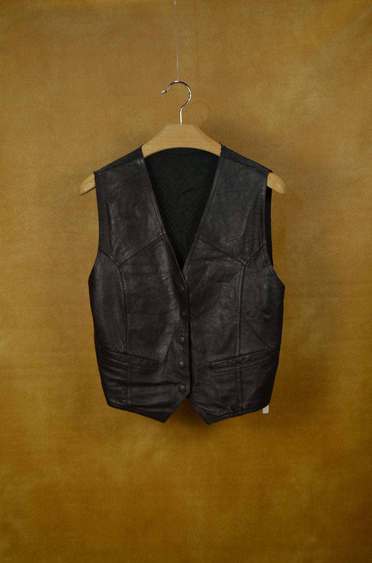 Vintage Black Leather Vest