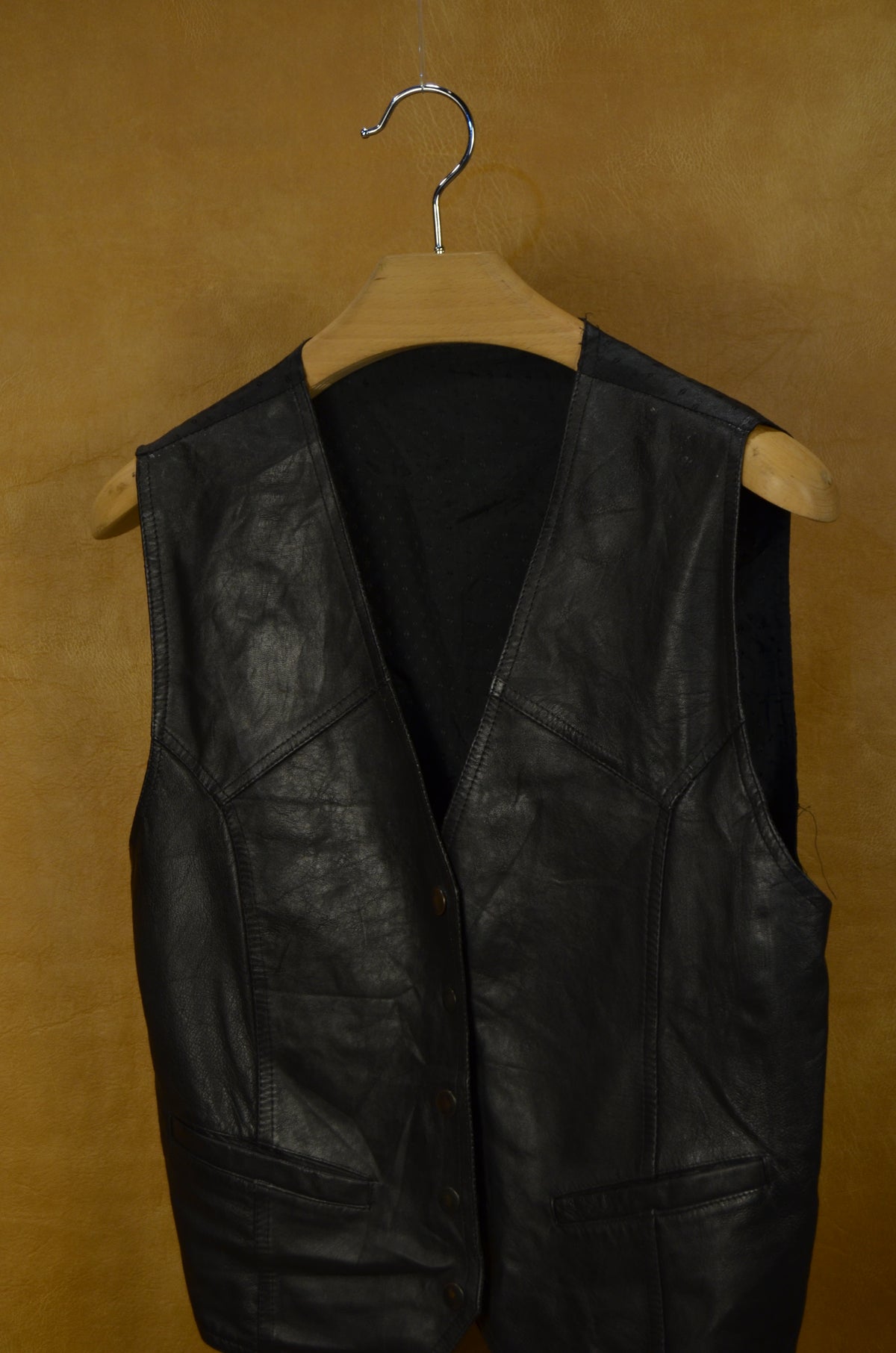 Vintage Black Leather Vest