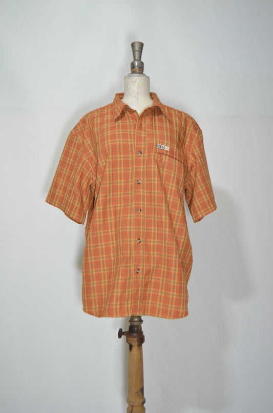 Orange Checkered Loose Shirt